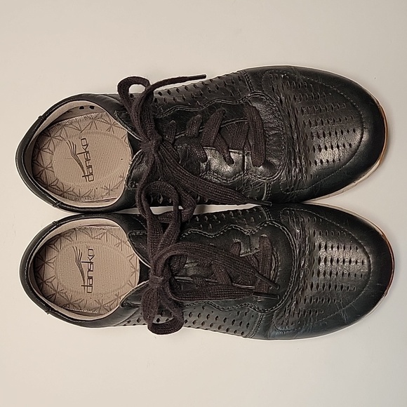 Dansko Charlie Black Leather Perforated Lace Up Sneaker Support EU 38 US 7.5 - Picture 6 of 16